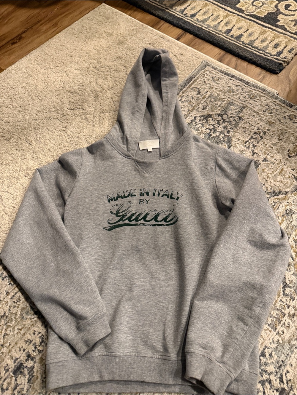 Gucci Gray kids Crewneck Sweatshirt with Green Logo